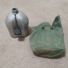 1953 US Army Aluminum Canteen with Case - USMC United States Military Soldier picture