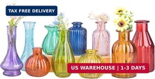 Eleganttime Bud Vases for Flowers,Glass Colored Bud Vase in Bulk Set of 10,Small picture