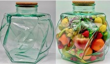 Large Geometric Glass Apothecary Jar by Sole Di Toscana Italy 13” MCM w/Fruit picture