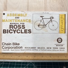 1980 Ross Bicycles Assembly Manual Technical Drawings “mens” picture