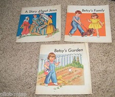 Westminster Press ~ Betsy's Garden / Betsy's Family / Story About Jesus ~ 1954 picture