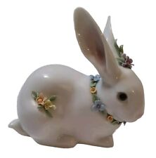 Vintage Lladro Attentive Bunny with Flowers 1993 Rabbit Figurine  picture