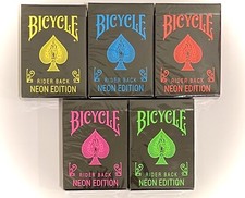 Bicycle Neon Rider Back Playing Cards x/1000 #seal Limited Edition 5 Deck Set picture