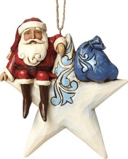 Jim Shore Santa On A Star Christmas Ornament Retired New Open Box Enesco 2015 picture