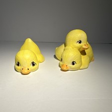 Yellow Duck Bird Figurines Set of 2. Hand painted. picture