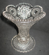 Ant Westmoreland Buzz Star Pattern Glass Footed Flower Vase EAPG picture