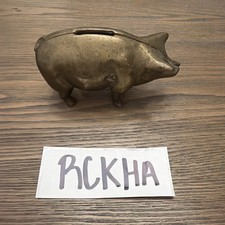 Rare Vintage Brass Pig Piggy Bank  picture