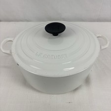 VTG Le Creuset Dutch Oven H2 24 Round w/Lid White Cast Iron Made in France READ picture