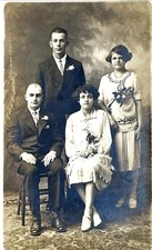 1927 Vintage Family Portrait Black & White Photograph Posed Studio Formal picture