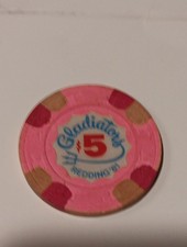 5 Dollar Poker Chip Gladiators Redding Ca 1981-1983 'Rare picture