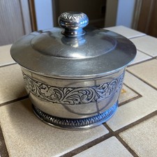 LABRAZEL ARTISAN CRAFTED PEWTER BATH CANISTER SAN LORENZO COLL ITALY RETAIL $565 picture