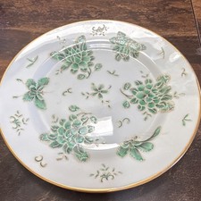 Vintage Y.T. Japanese Porcelain Wares Plate Hand Decorated Hong Kong Green Gold picture