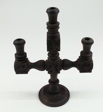 Retro Goth Vintage 1970s Mediterranean Spanish Revival 3 Slot Wood Candleholder picture