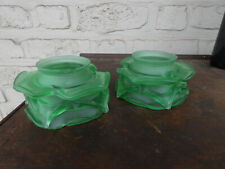 PAIR antique Green Glass tulip shades replacement sconces chandelier rare picture