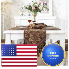 Vctops Vintage Luxury Jacquard Damask Floral Table Runners Tea Table Decoration picture