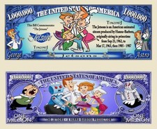 Pack of 5 The Jetsons Cartoon Collectible 1 Million Dollars Novelty Money picture