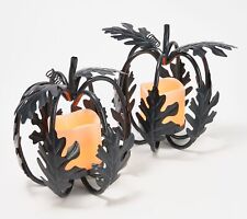S/2 Illuminated Metal Pumpkins by Valerie in Black picture