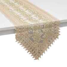 Table Runner 72 Inch Beige Flower Embroidered Pattern Polyester Lace Table Decor picture