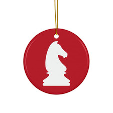 White Knight Chess Ornament Ceramic Fun Board Gaming 2-Sided Christmas Gift picture