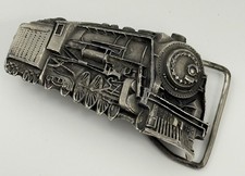 Vtg Indiana Metal Craft Train Belt Buckle Pewter Train Railroad Locomotive 1980 picture