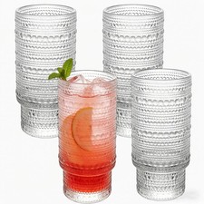 Large Capacity 16 oz Hobnail Drinking Glasses Set of 4, Vintage Glassware Dri... picture