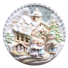 1995 Precious Moments Sugar Town Porcelain Lighted Christmas Plate 8” picture