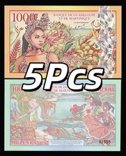 Guadeloupe Martinique, 5pcs X 1000 Fantasy Note, 2021 Private Issue Polymer picture