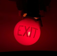 Vintage Ruby Red Glass EXIT Globe – Theater & Industrial Emergency Lighting NICE picture