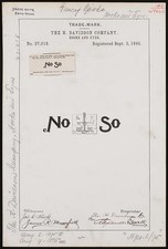 Photo:Trade Mark No So Hooks and Eyes H Davidson Co 1895 Fancy Goods picture