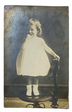 Antique RPPC Photo Postcard 1920s Child Girl Standing on Stool Portrait AZO picture