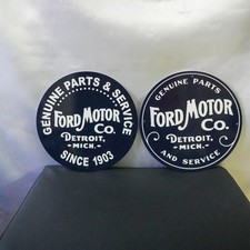 Ford Motor Co. Detroit Genuine Parts Vintage Metal Sign Set of 2 – 30 cm / 11.8” picture