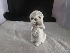 Vintage Lefton White/Gray Sitting Poodle Figurine picture