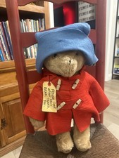 Vintage 1975 Eden Toys Paddington Bear Darkest Peru Tag Red Coat Blue Hat picture