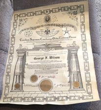 1923 Masonic Scottish Rite Concilium Supremum Conciliorum Orbis  Certificate picture