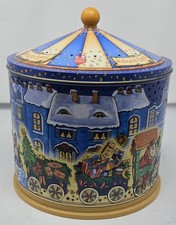 Vintage Lebkuchen Schmidt Christmas Express Revolving Musical Cookie Tin Video picture