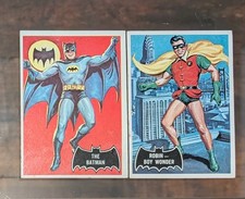  ⭐ BATMAN ROBIN ROOKIE Cards Lot EX/M 1966 TOPPS BLACK BAT #1 #2 Centered Sharp  picture