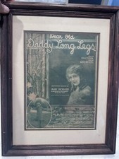 Antique 1919 DEAR OLD DADDY LONG LEGS FLEESON & TILZER Advertising Framed Print picture