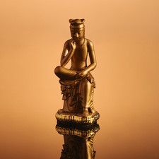 Korean National Treasure Pensive Bodhisattva Statue 2EA Set Antique Gold Black picture