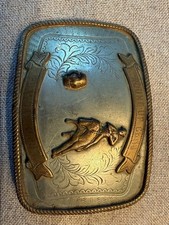 Two Vintage  Round-Up Club Playday Rodeo Trophy Belt Buckles picture