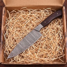Hand Forged Raindrop Damascus Chef Knife Rosewood Handle Artisan Kitchen Tool picture