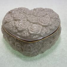 Lenox Forevermore Porcelain Heart Shape Ivory Rose Covered Lid Trinket Box picture