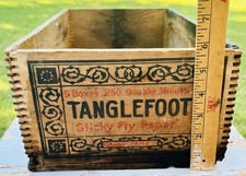 Vintage Rustic TANGLEFOOT Fly Destroyer Tongue & Groove Wood Crate for FLY PAPER picture