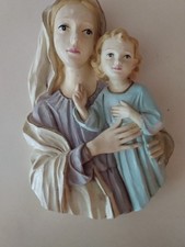 3D Vintage Mother Mary & Jesus Chalkware Wall Hanging Christianity Religious  picture