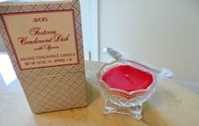 Vintage Avon Fostoria Condiment Dish with Spoon Ariane Fragrance Candle NIB picture