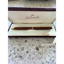 VTG Hallmark Rosewood Ballpoint Pen Gold Tone Trim In Original Velvet Box picture