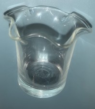 Wavy Glass Ruffled Edge Small Vase Candle Holder Votive 2” tall pre owned picture