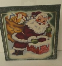 New Retro Look Santa Canvas Picture X46988 Christmas Joy picture