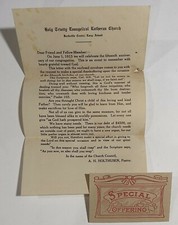 Scarce 1913 Offering Letter Rockville Centre NY Holy Trinity Lutheran Church Vtg picture