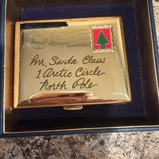 ESTEE LAUDER BROKEN POWDER COMPACT. SANTA CLAUS IT DOES NOT STAY CLOSED picture