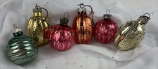 Vintage Shiny Brite USA Blown Glass Nut Ribbed Round Bumpy Christmas Ornaments picture
